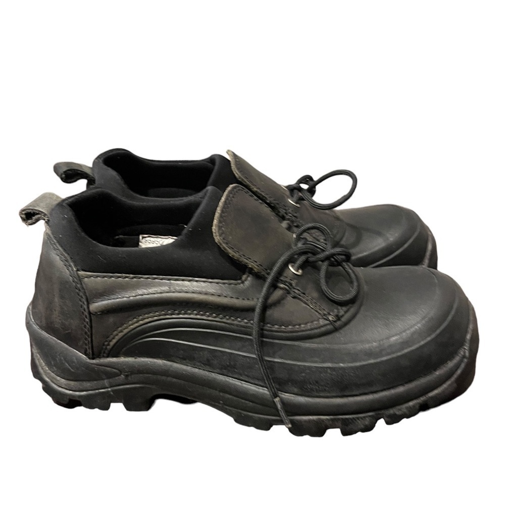 Lands’ End Black Leather/Rubber Duck Shoes for Rain & Snow Sz 8 B